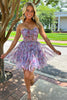 Load image into Gallery viewer, A-Line Lilac Sweetheart Floral Printed Homecoming Dress