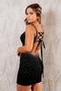 Load image into Gallery viewer, Sparkly Black V-Neck Bodycon Homecoming Dress with Beadings