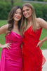 Load image into Gallery viewer, Hot Pink Backless Spaghetti Straps Prom Dress With Slit