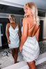Load image into Gallery viewer, Sparkly Silver Sequins Tight Short Homecoming Dress with Fringes