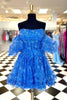 Load image into Gallery viewer, A-Line Fuchsia Corset Puff Sleeves Homecoming Dress with Ruffles