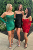 Load image into Gallery viewer, Dark Green Strapless Bodycon Satin Corset Homecoming Dress (Gloves not Included)