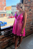 Load image into Gallery viewer, Sparkly A Line Fuchsia Short Homecoming Dress with Sequins