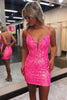 Load image into Gallery viewer, Hot Pink Spaghetti Straps Bodycon Homecoming Dress with Criss Cross Back
