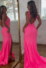 Load image into Gallery viewer, Sparkly Fuchsia Beaded Mermaid Long Prom Dress With Slit