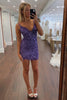 Load image into Gallery viewer, Sparkly Purple Spaghetti Straps Bodycon Homecoming Dress with Sequins