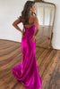 Load image into Gallery viewer, Fuchsia Mermaid Backless Satin Long Corset Prom Dress With Slit