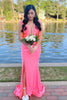 Load image into Gallery viewer, Coral Mermaid Deep V Neck Beaded Long Prom Dress With Feathers