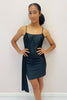 Load image into Gallery viewer, Black Spaghetti Straps Bodycon Homecoming Dress with Slit