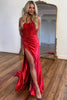 Load image into Gallery viewer, Glitter Red Mermaid Corset Long Prom Dress With Slit