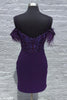 Load image into Gallery viewer, Grape Spaghetti Straps Bodycon Homecoming Dress with Feather