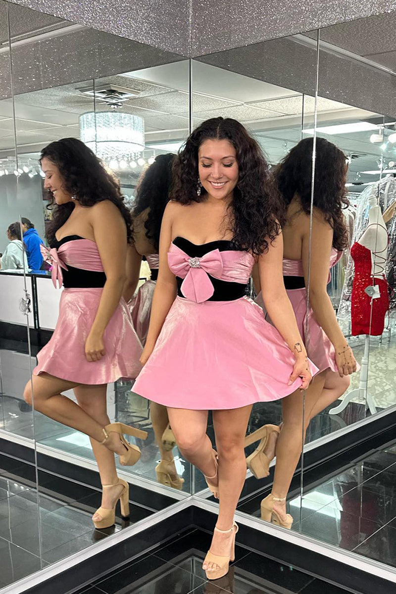 Load image into Gallery viewer, Pink A-Line Sweetheart Short Homecoming Dress with Bow