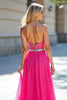 Load image into Gallery viewer, Fuchsia Sweetheart Tulle Long Beaded Prom Dress with Slit