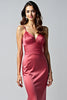 Load image into Gallery viewer, Watermelon Sheath Spaghetti Straps Ruched Long Formal Dress