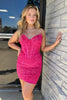 Load image into Gallery viewer, Sparkly Fuchsia Bodycon Sweetheart Homecoming Dress with Sequins