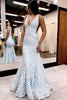 Load image into Gallery viewer, White V-Neck Backless Sparkly Long Prom Dress with Beading