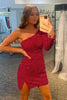 Load image into Gallery viewer, Sexy Glitter One-Shoulder Sequins Homecoming Dress Party Dress