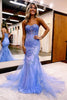 Load image into Gallery viewer, Sweetheart Neck Mermaid Purple Prom Dress With Appliques