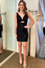 Load image into Gallery viewer, Sparkly Fuchsia V-Neck Bodycon Homecoming Dress with Sequins