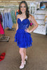 Load image into Gallery viewer, Sweetheart Light Blue Corset Short Homcoming Dress with Appliques