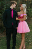 Load image into Gallery viewer, Pink A-Line Off The Shoulder Mirror Tull Homecoming Dress