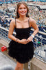 Load image into Gallery viewer, A-Line Black Spaghetti Straps Tiered Tull Homecoming Dress