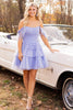 Load image into Gallery viewer, Blue A-Line Spaghetti Straps Tiered Tull Homecoming Dress