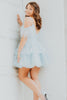 Load image into Gallery viewer, Blue A-Line Spaghetti Straps Tiered Tull Homecoming Dress