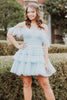 Load image into Gallery viewer, Blue A-Line Spaghetti Straps Tiered Tull Homecoming Dress