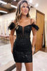 Load image into Gallery viewer, Rose Gold Spagehetti Straps Corset Homecoming Dress with Beading and Feather