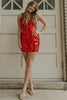 Load image into Gallery viewer, Red V-Neck Bodycon Mirror Homecoming Dress
