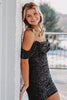 Load image into Gallery viewer, Off The Shoulder Black Bodycon Homecoming Dress with Beading
