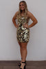 Load image into Gallery viewer, Gold Spaghetti Straps Bodycon Mirror Homecoming Dress