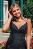 Load image into Gallery viewer, Black Spaghetti Straps Tight Short Homecoming Dress with Beading