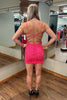 Load image into Gallery viewer, Spaghetti Straps Hot Pink Bodycon Short Homecoming Dress with Appliques