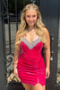 Load image into Gallery viewer, Sparkly Hot Pink Bodycon Corset Short Homecoming Dress with Beading