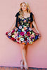 Load image into Gallery viewer, Black A-Line Floral Printed Short Homecoming Dress