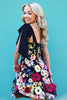 Load image into Gallery viewer, Black A-Line Floral Printed Short Homecoming Dress