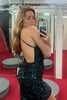 Load image into Gallery viewer, Sparkly Dark Green Halter Bodycon Homecoming Dress with Sequins