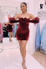 Load image into Gallery viewer, Burgundy Strapless Tight Short Homecoming Dress (without Sleeves)