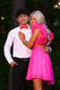 Load image into Gallery viewer, A-Line Hot Pink V-neck Short Homecoming Dress with Ruffles