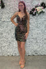 Load image into Gallery viewer, Sparkly Spaghetti Straps Black Bodycon Homecoming Dress with Sequins