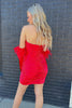 Load image into Gallery viewer, Red Bateau Neck Bodycon Ruched Homecoming Dress（without Sleeves）