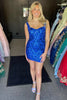 Load image into Gallery viewer, Sparkly Spaghetti Straps Blue Bodycon Homecoming Dress with Sequins