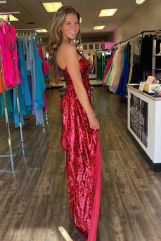 Sparkly Red One Shoulder Sequined Homecoming Dress with Draped Sash