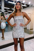 Load image into Gallery viewer, Sparkly Silver Halter Bodycon Homecoming Dress With Criss Cross Back