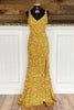 Load image into Gallery viewer, Sheath Spaghetti Straps Red Sequins Prom Dress with Split Front