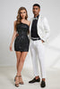 Load image into Gallery viewer, Sparkly Bodycon One Shoulder Black Sequins Short Homecoming Dress with Cut Out