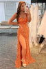 Load image into Gallery viewer, Mermaid Glitter Sequins Sexy Hot Pink Backless Long Prom Dress