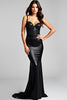 Load image into Gallery viewer, Black Mermaid Sequins Crossed Straps Back Long Graduation Dress